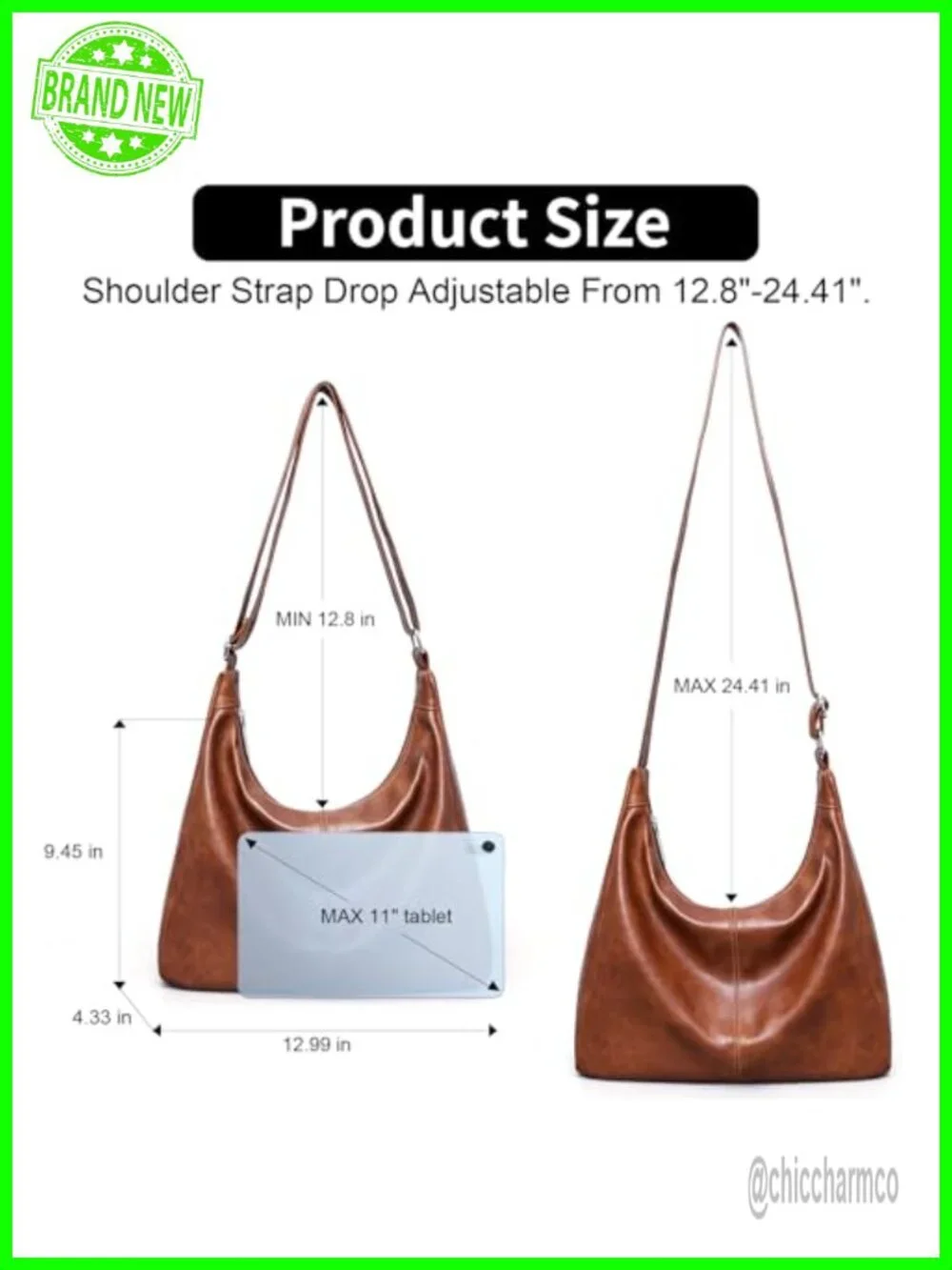 Vegan Leather Hobo Shoulder Bag Slouchy Tote for Women Crossbody Purse